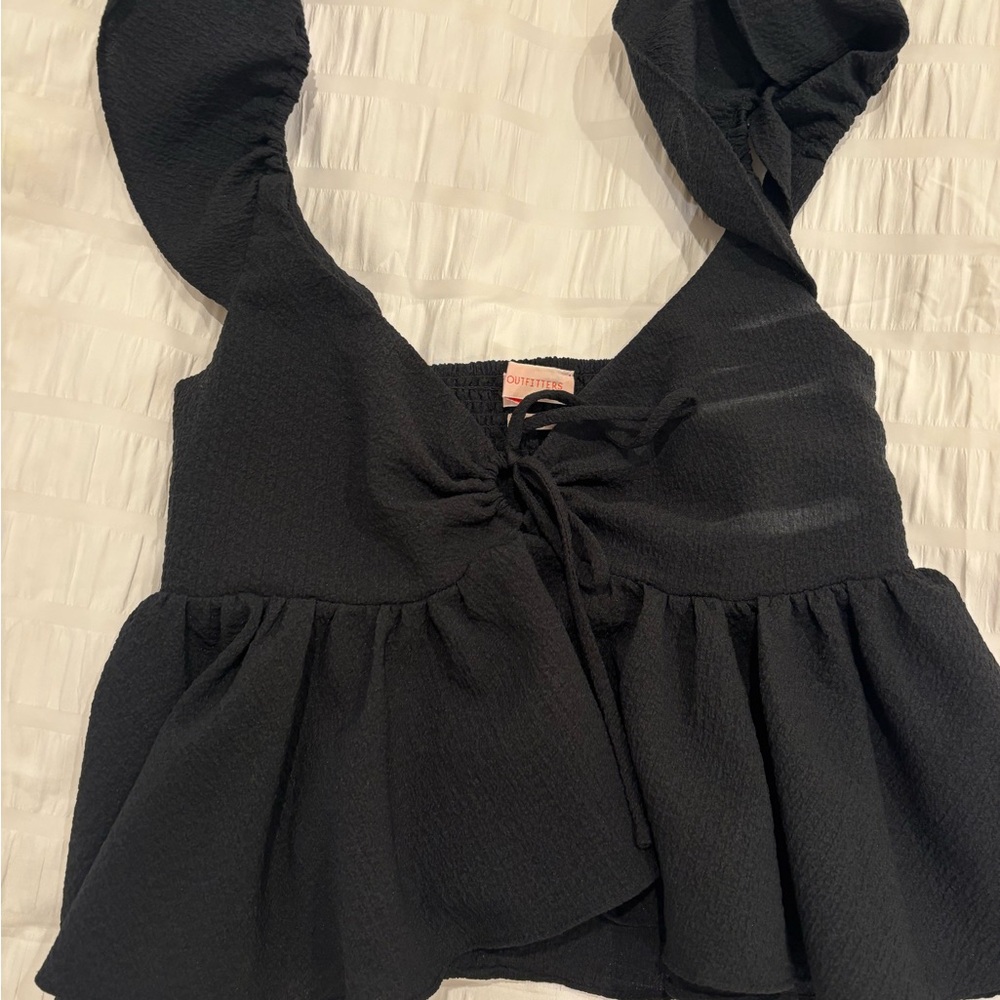 Urban Outfitters Black Ruffle Blouse